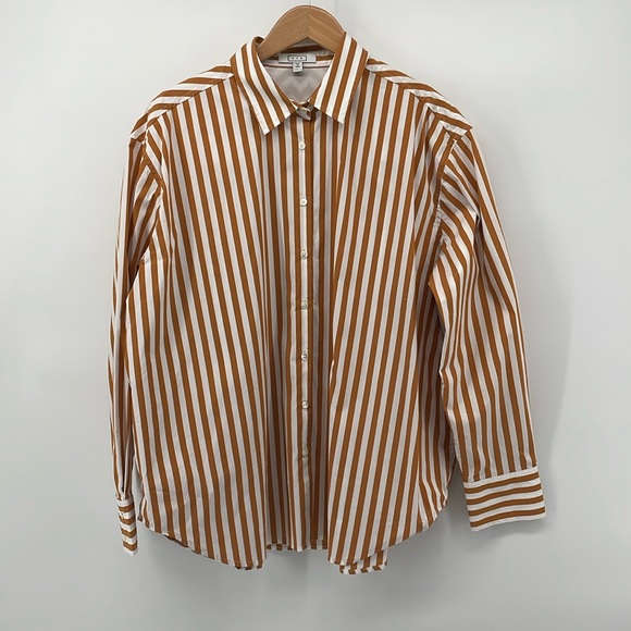 AYR Striped Button Down Shirt in Orange and White XL A16 - Picture 1 of 6